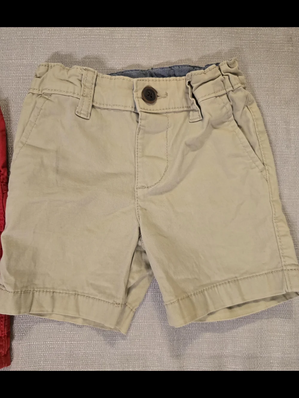 OshKosh B'gosh Toddler Boy 2T Bundle Red Short Overalls Khaki Shorts